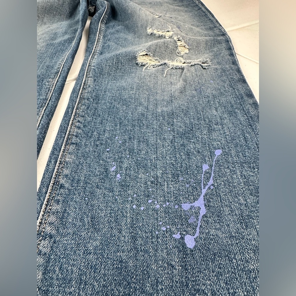 NWOT Hudson Holly Straight High Rise Paint Splatter Distressed Jeans Never Ever - Picture 10 of 13